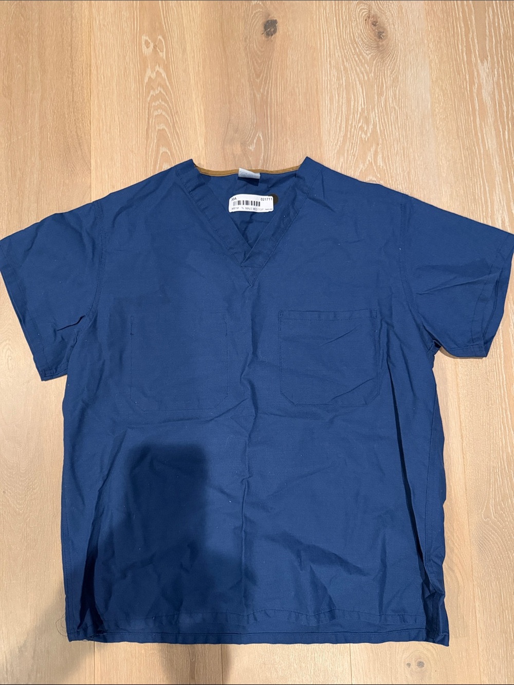 Men's Navy V-Neck Scrub Top - Unbranded